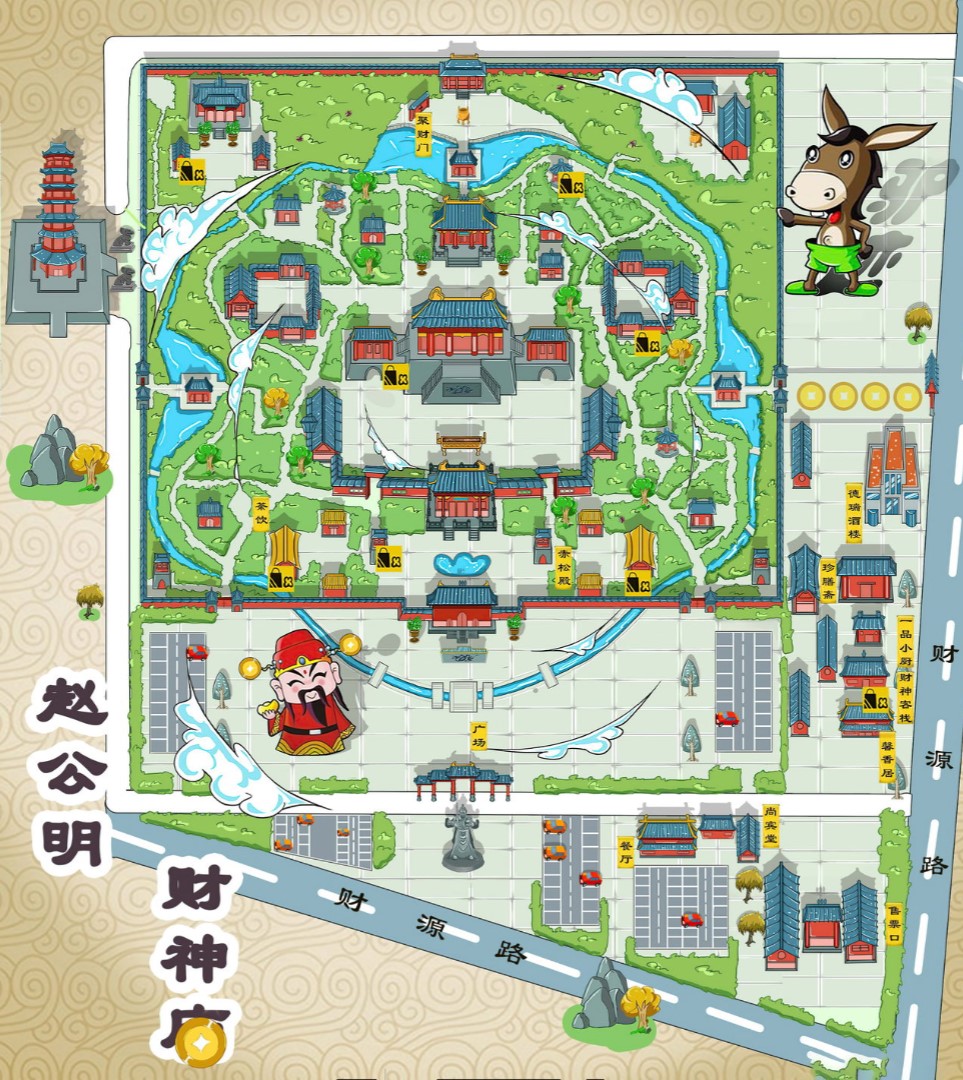 佛冈寺庙类手绘地图